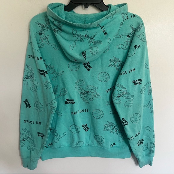 Space Jam Hoodie All Over Print Tune Squad Teal Womens Size Small Basketball - Picture 11 of 11
